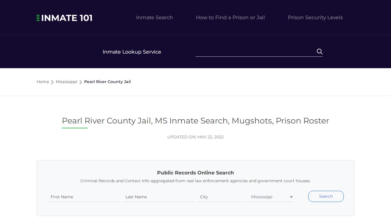 Pearl River County Jail, MS Inmate Search, Mugshots ...